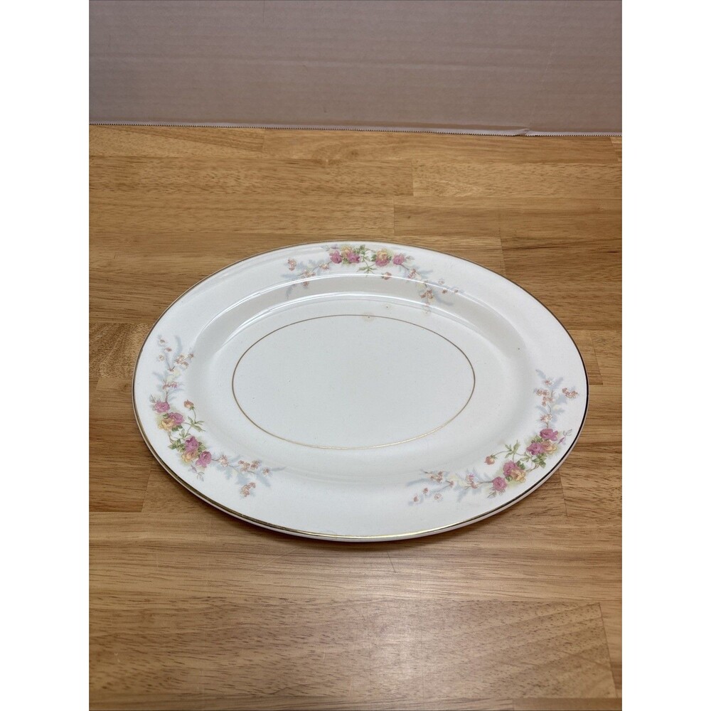 Vintage Harker Sweetheart Rose (Gold Verge) 12" Ceramic Serving Platter